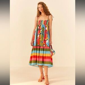 Farm Rio Wonderful Toucans Organic Cotton Midi Dress